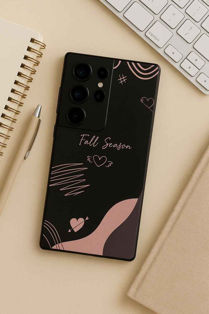 Autumn Hearts Premium Glass Back Cover For Galaxy S, A, M & F Series The Case & Co