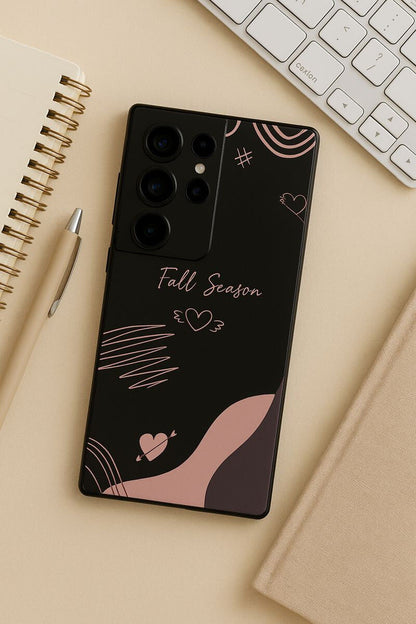 Autumn Hearts Premium Glass Back Cover For Galaxy S, A, M & F Series The Case & Co