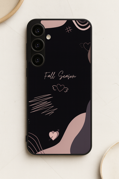 Autumn Hearts Premium Glass Back Cover For Galaxy S, A, M & F Series The Case & Co