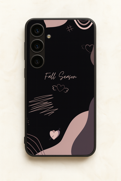 Autumn Hearts Premium Glass Back Cover For Galaxy S, A, M & F Series The Case & Co