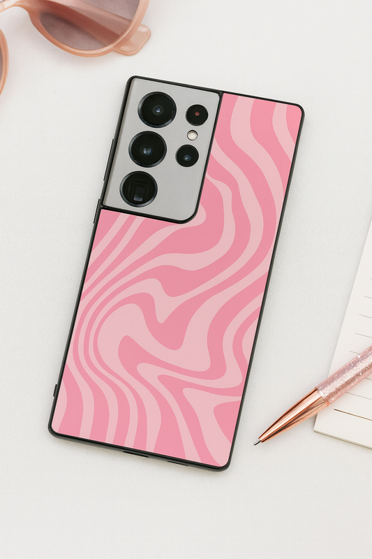 Barbie Swirl Premium Glass Back Cover For Galaxy S, A, M & F Series The Case & Co