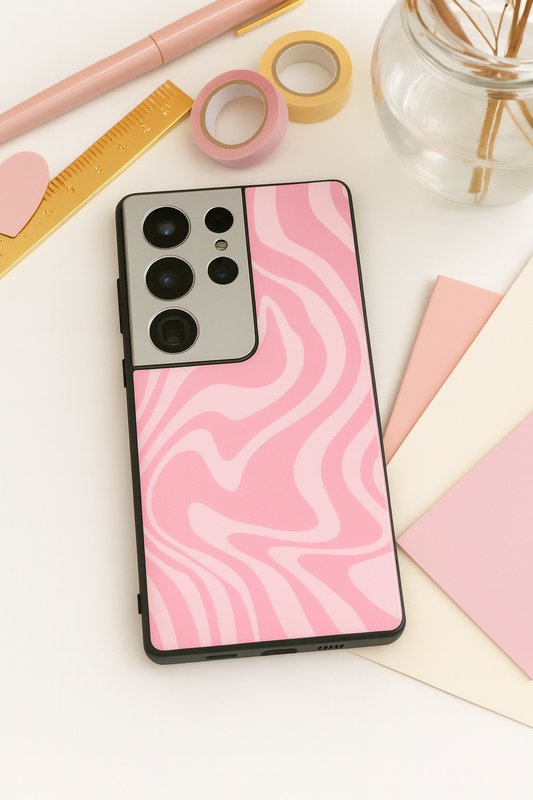 Barbie Swirl Premium Glass Back Cover For Galaxy S, A, M & F Series The Case & Co