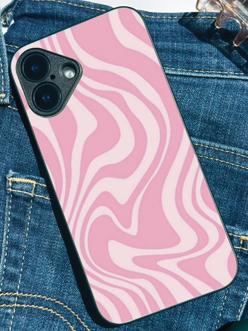 Barbie Swirl Premium Glass Back Cover For iPhone 11,12,13,14,15,16,17 Models The Case & Co