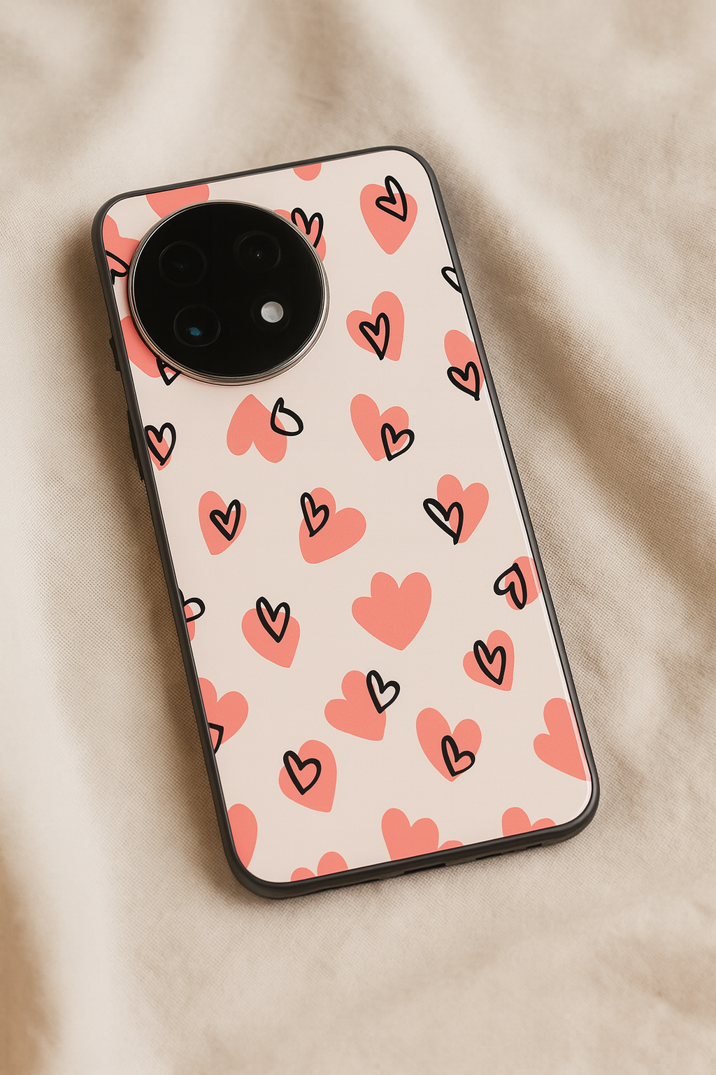 Benji Hearts Premium Glass Back Cover For One Plus 13, 12, 11, 10, Nord Series The Case & Co