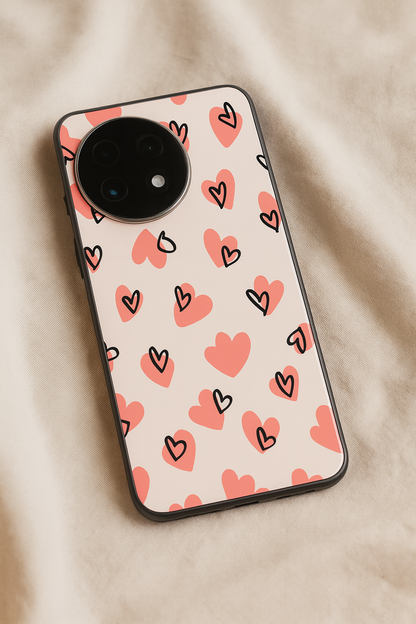 Benji Hearts Premium Glass Back Cover For One Plus 13, 12, 11, 10, Nord Series The Case & Co