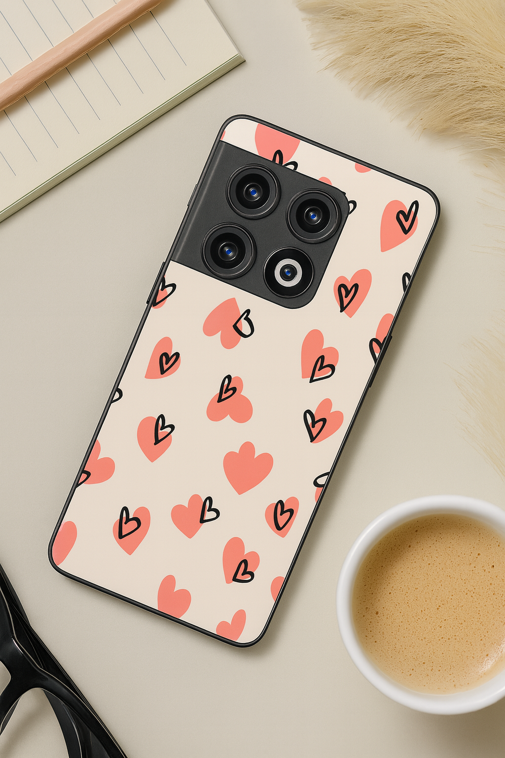 Benji Hearts Premium Glass Back Cover For One Plus 13, 12, 11, 10, Nord Series The Case & Co