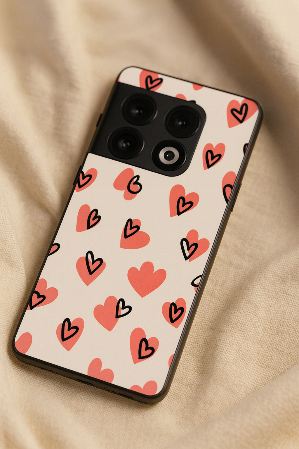 Benji Hearts Premium Glass Back Cover For One Plus 13, 12, 11, 10, Nord Series The Case & Co