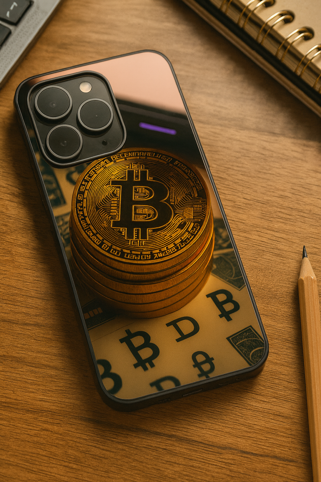 Bitcoin Blaze Premium Glass Back Cover For iPhone 11,12,13,14,15,16,17 Models The Case & Co