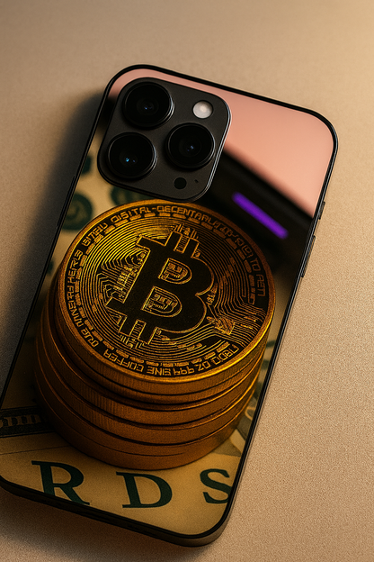 Bitcoin Blaze Premium Glass Back Cover For iPhone 11,12,13,14,15,16,17 Models The Case & Co