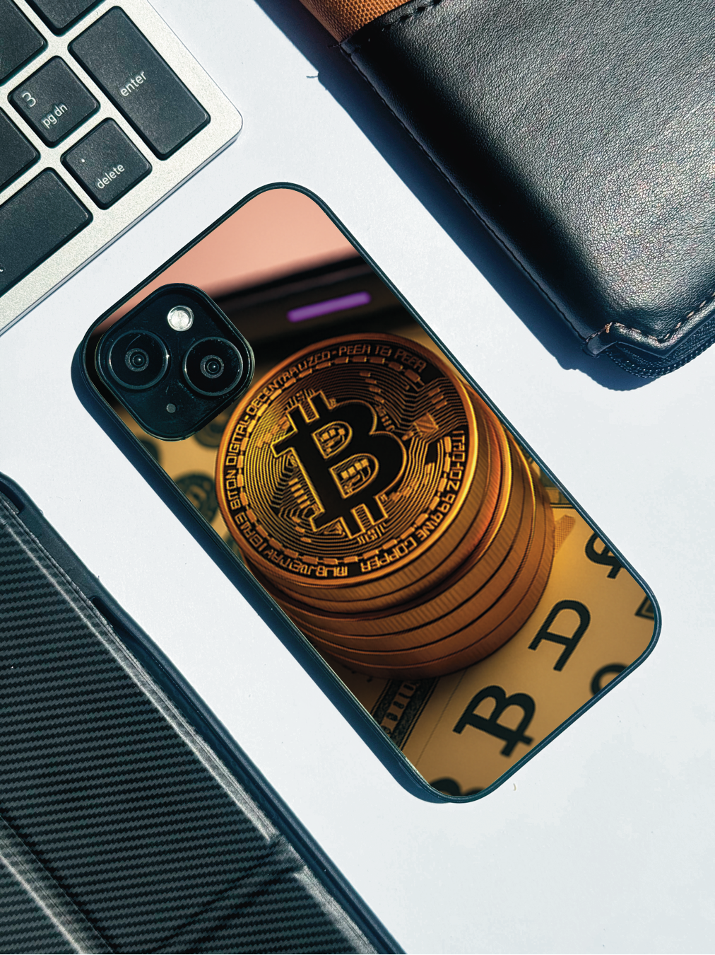 Bitcoin Blaze Premium Glass Back Cover For iPhone 11,12,13,14,15,16,17 Models The Case & Co