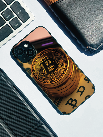 Bitcoin Blaze Premium Glass Back Cover For iPhone 11,12,13,14,15,16,17 Models The Case & Co