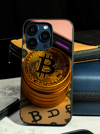 Bitcoin Blaze Premium Glass Back Cover For iPhone 11,12,13,14,15,16,17 Models The Case & Co