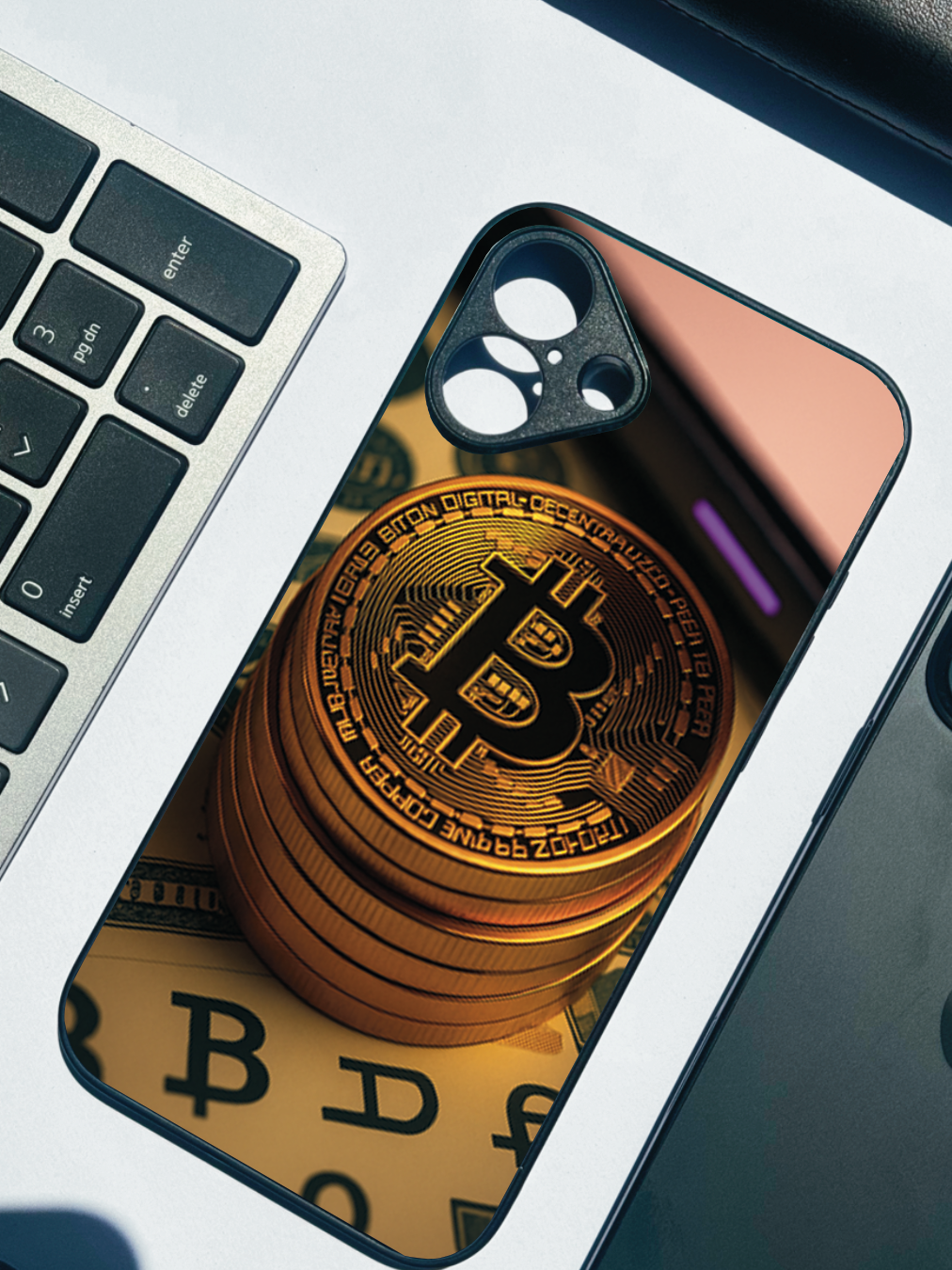 Bitcoin Blaze Premium Glass Back Cover For iPhone 11,12,13,14,15,16,17 Models The Case & Co