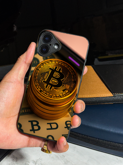 Bitcoin Blaze Premium Glass Back Cover For iPhone 11,12,13,14,15,16,17 Models The Case & Co