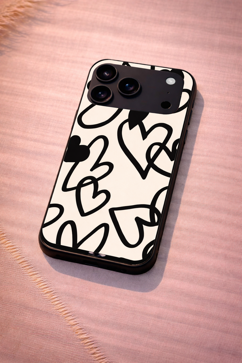 Black Heart Premium Glass Back Cover For iPhone 11,12,13,14,15,16,17 Models The Case & Co