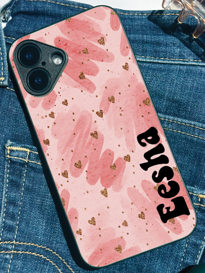 Blush Aura Personalised Name Premium Glass Back Cover For iPhone 11,12,13,14,15,16,17 Models The Case & Co