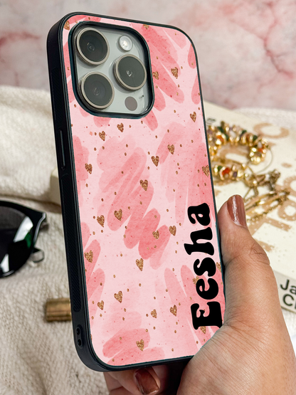 Blush Aura Personalised Name Premium Glass Back Cover For iPhone 11,12,13,14,15,16,17 Models The Case & Co
