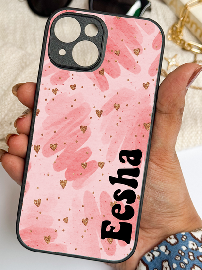 Blush Aura Personalised Name Premium Glass Back Cover For iPhone 11,12,13,14,15,16,17 Models The Case & Co