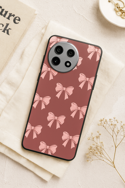 Blush Knots Premium Glass Back Cover For One Plus 13, 12, 11, 10, Nord Series The Case & Co