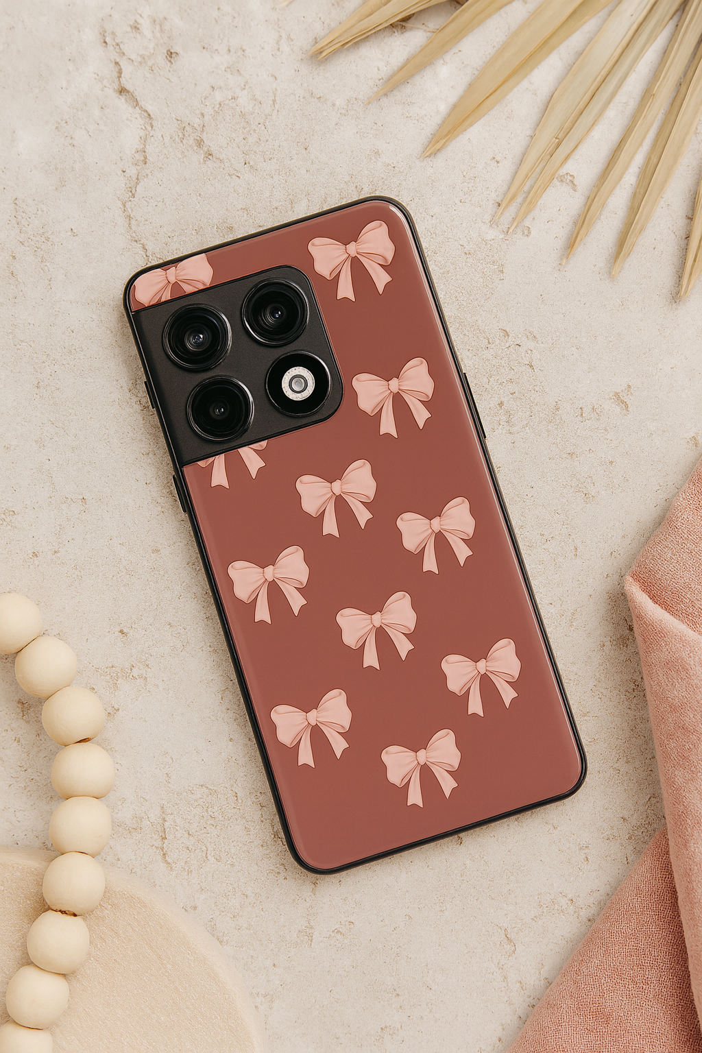 Blush Knots Premium Glass Back Cover For One Plus 13, 12, 11, 10, Nord Series The Case & Co