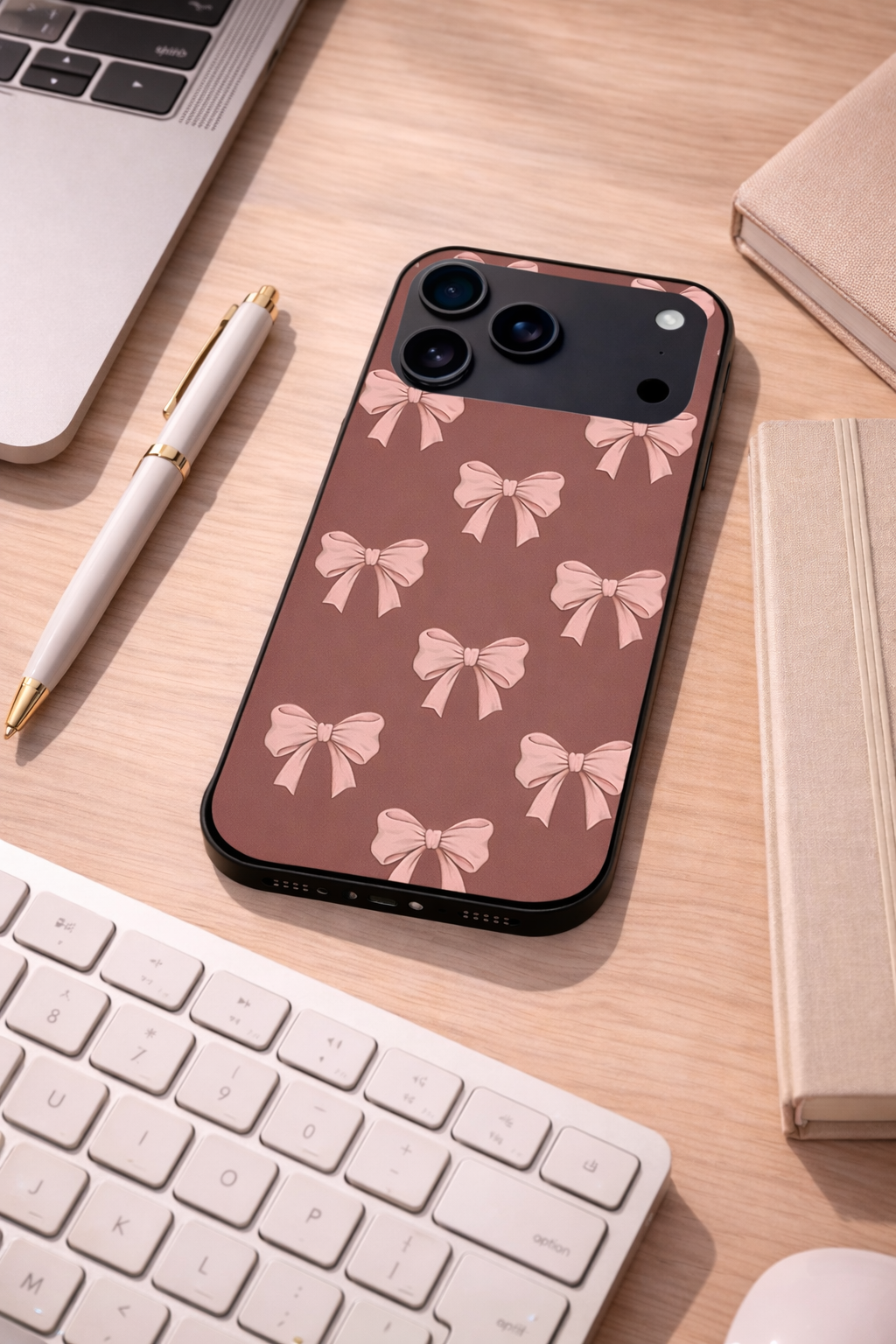 Blush Knots Sketch Premium Glass Back Cover For iPhone 11,12,13,14,15,16,17 Models The Case & Co
