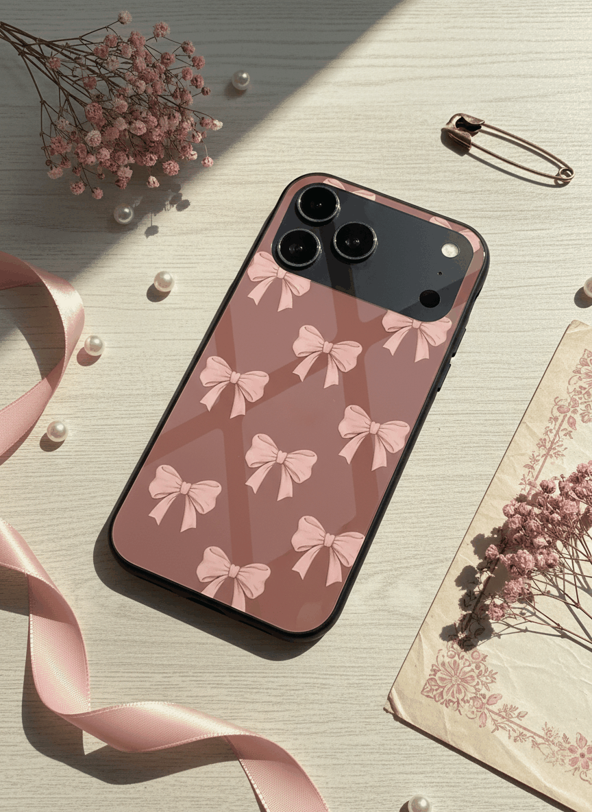 Blush Knots Sketch Premium Glass Back Cover For iPhone 11-17 Models The Case & Co