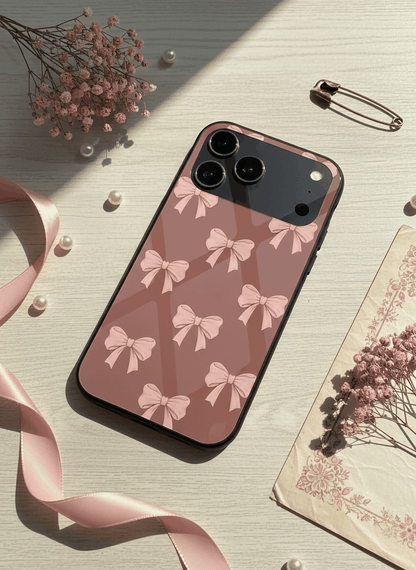 Blush Knots Sketch Premium Glass Back Cover For iPhone 11-17 Models The Case & Co