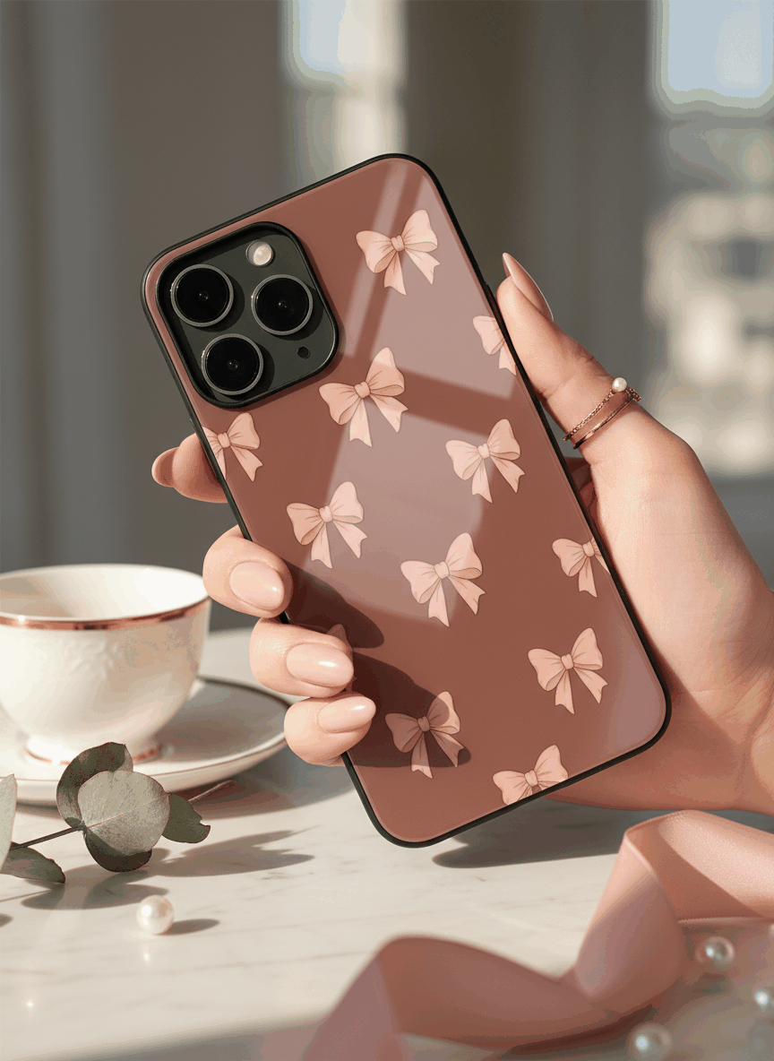 Blush Knots Sketch Premium Glass Back Cover For iPhone 11-17 Models The Case & Co