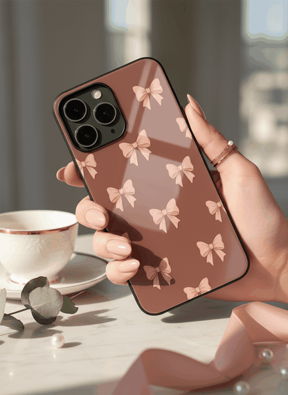 Blush Knots Sketch Premium Glass Back Cover For iPhone 11-17 Models The Case & Co
