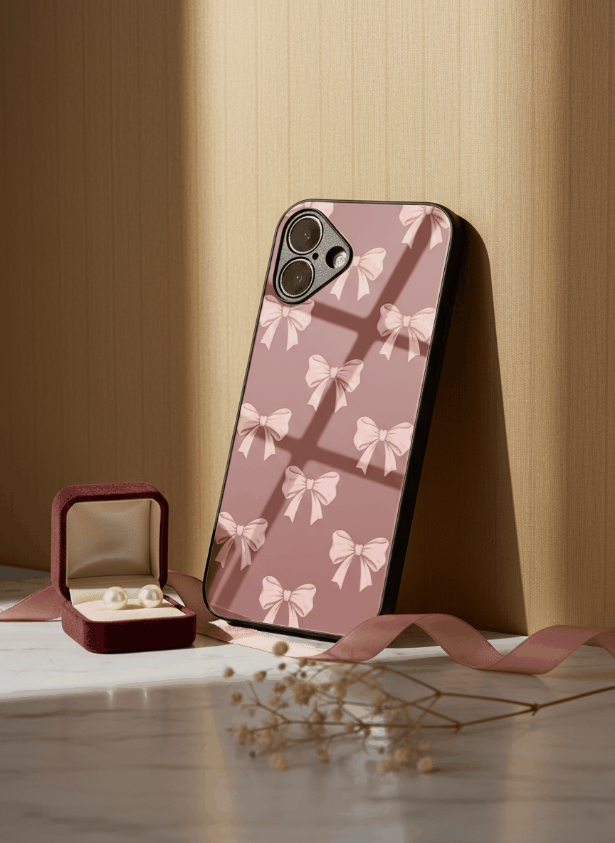 Blush Knots Sketch Premium Glass Back Cover For iPhone 11-17 Models The Case & Co