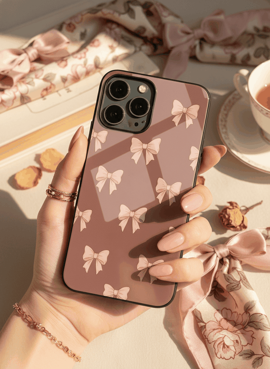Blush Knots Sketch Premium Glass Back Cover For iPhone 11-17 Models The Case & Co