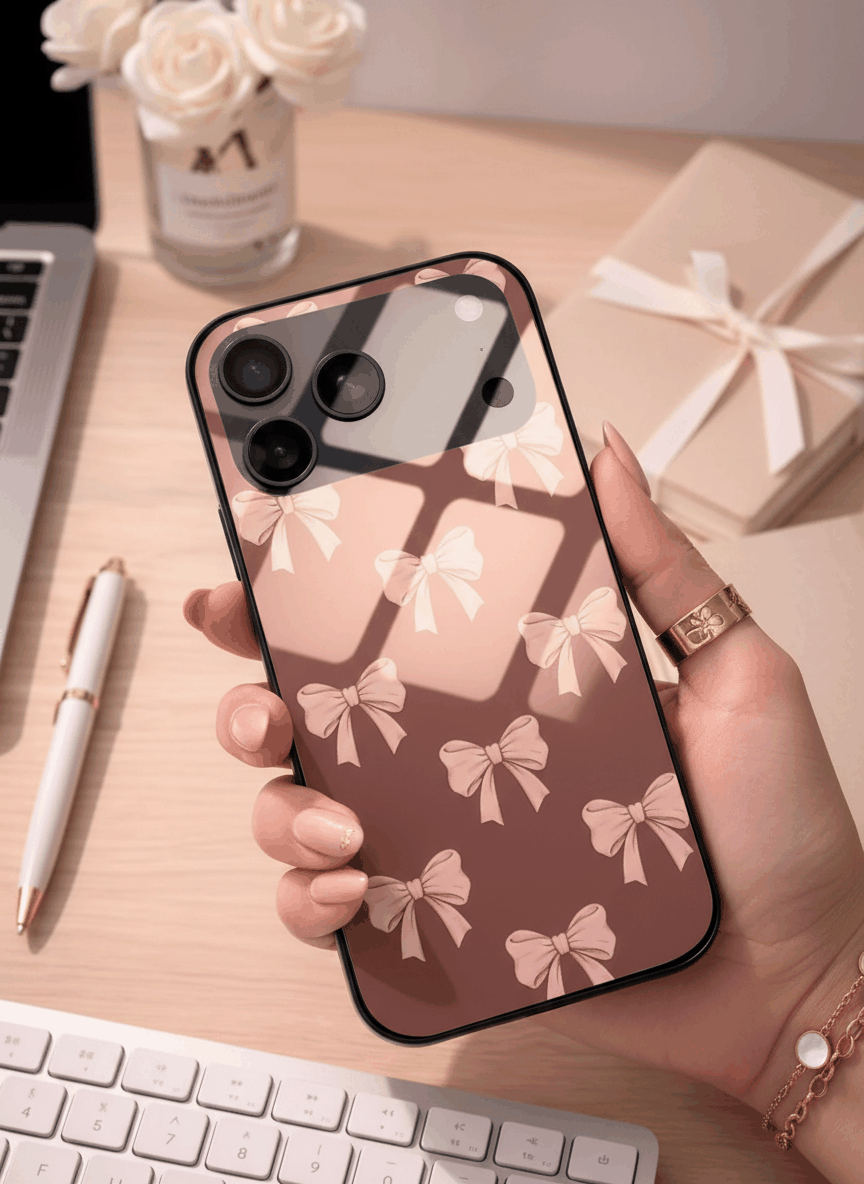 Blush Knots Sketch Premium Glass Back Cover For iPhone 11-17 Models The Case & Co