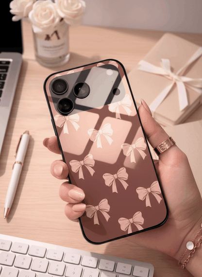 Blush Knots Sketch Premium Glass Back Cover For iPhone 11-17 Models The Case & Co