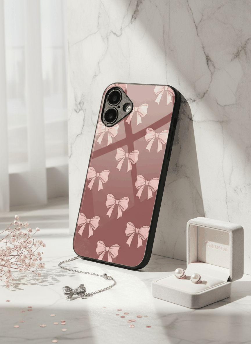 Blush Knots Sketch Premium Glass Back Cover For iPhone 11-17 Models The Case & Co