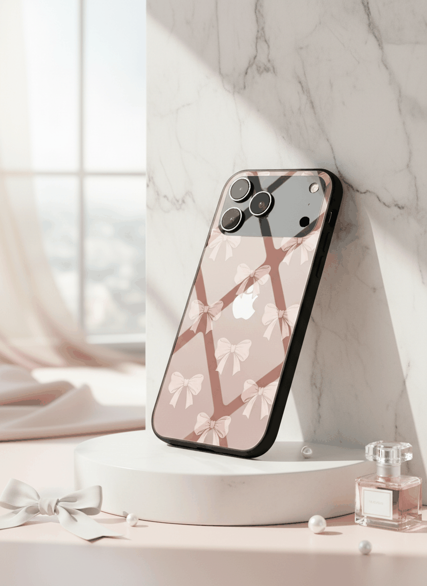 Blush Knots Sketch Premium Glass Back Cover For iPhone 11-17 Models The Case & Co