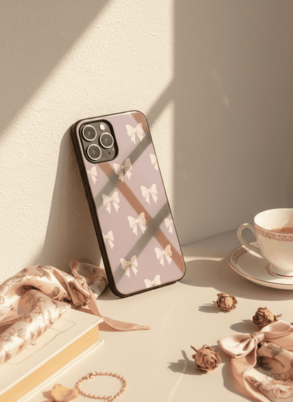 Blush Knots Sketch Premium Glass Back Cover For iPhone 11-17 Models The Case & Co