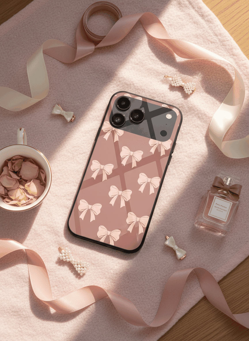 Blush Knots Sketch Premium Glass Back Cover For iPhone 11-17 Models The Case & Co
