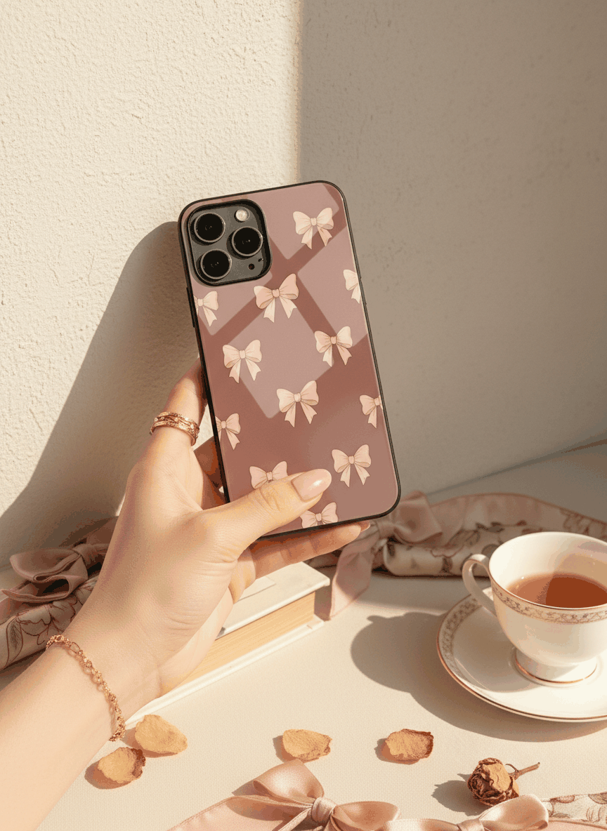 Blush Knots Sketch Premium Glass Back Cover For iPhone 11-17 Models The Case & Co