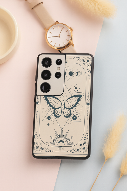 Boho Butterfly Premium Glass Back Cover For Galaxy S, A, M & F Series The Case & Co