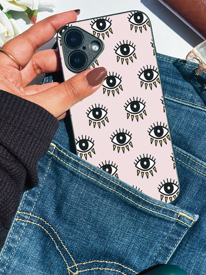 Boho Evil Eye Premium Glass Back Cover For iPhone 11,12,13,14,15,16,17 Models The Case & Co