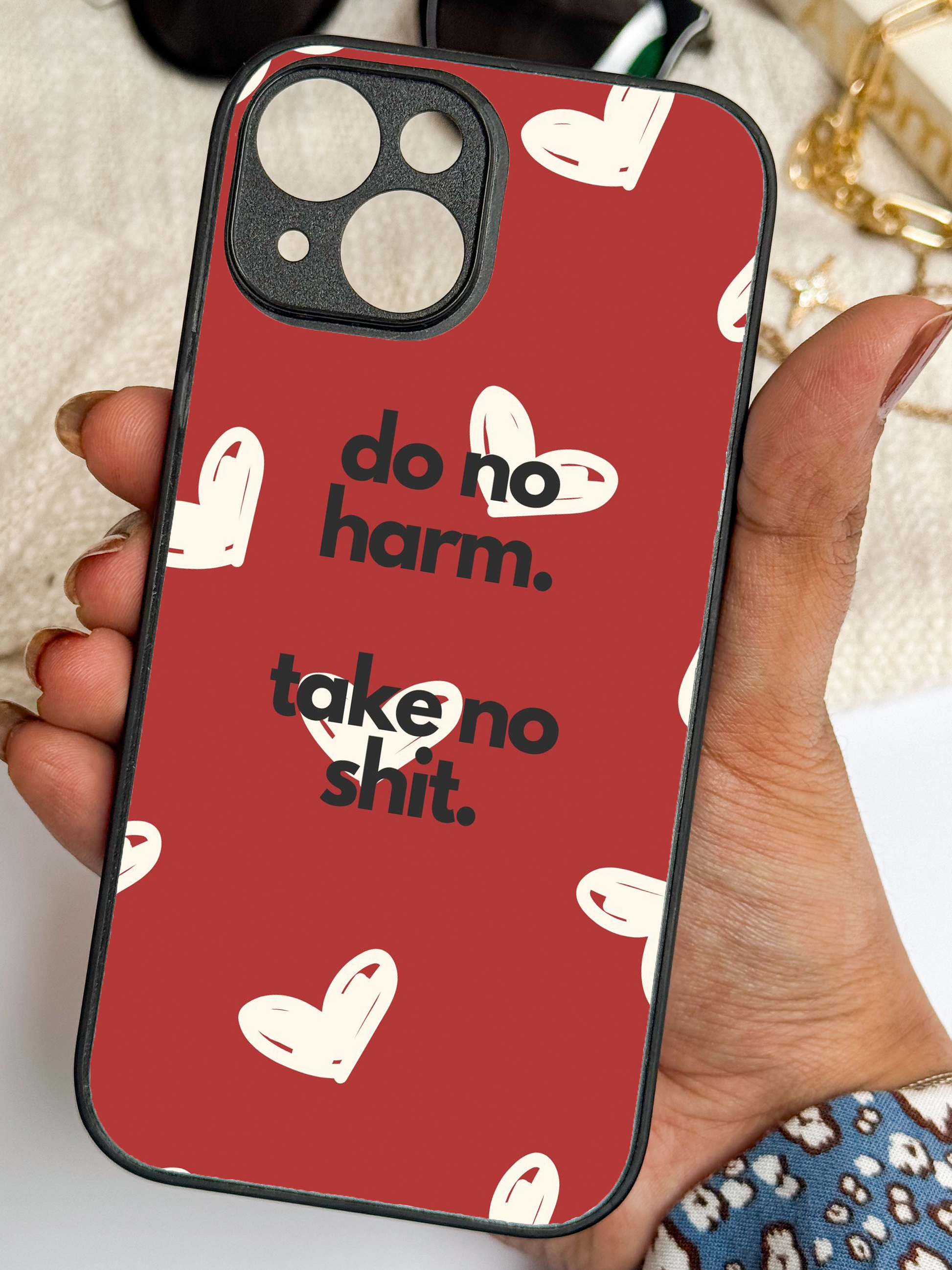 Bold Heart Premium Glass Back Cover For iPhone 11,12,13,14,15,16,17 Models The Case & Co