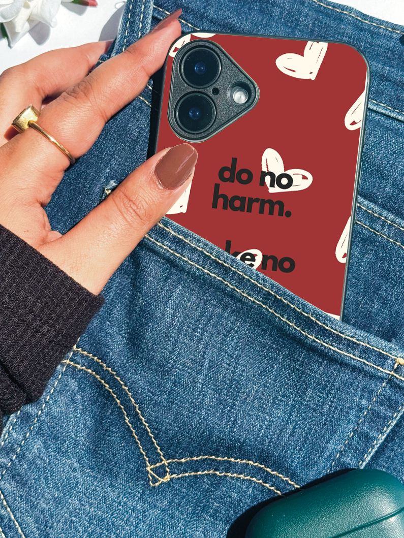 Bold Heart Premium Glass Back Cover For iPhone 11,12,13,14,15,16,17 Models The Case & Co