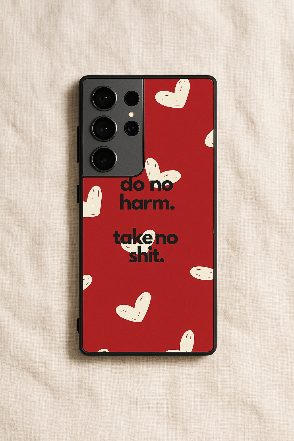 Bold Hearts Premium Glass Back Cover For Galaxy S, A, M & F Series The Case & Co