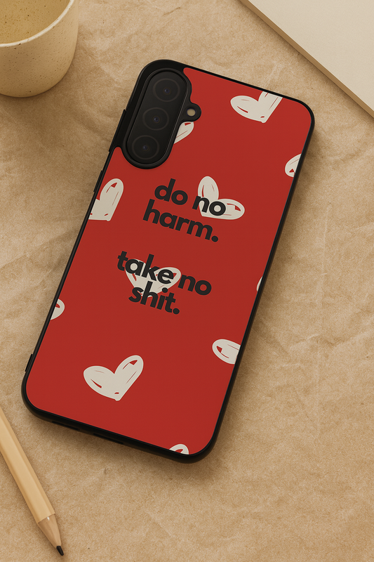 Bold Hearts Premium Glass Back Cover For Galaxy S, A, M & F Series The Case & Co