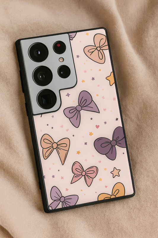 Bow Babe Premium Glass Back Cover For Galaxy S, A, M & F Series The Case & Co