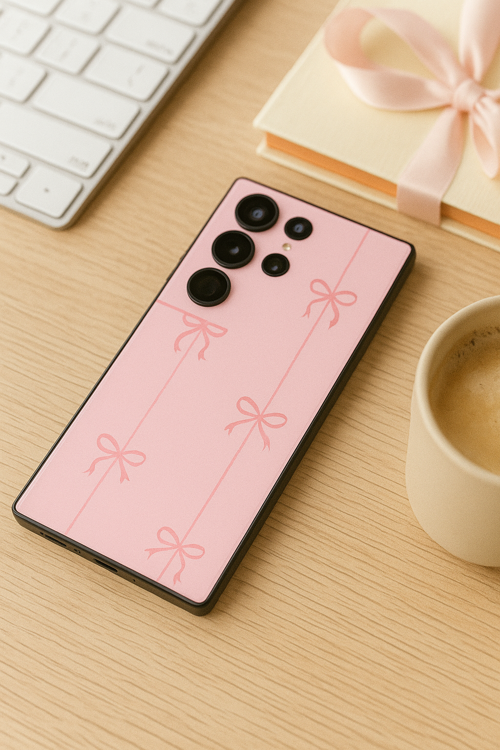 Bows Stripes Premium Glass Back Cover For Galaxy S, A, M & F Series The Case & Co