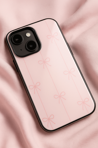 Bows Stripes Premium Glass Back Cover For iPhone 11,12,13,14,15,16,17 Models The Case & Co