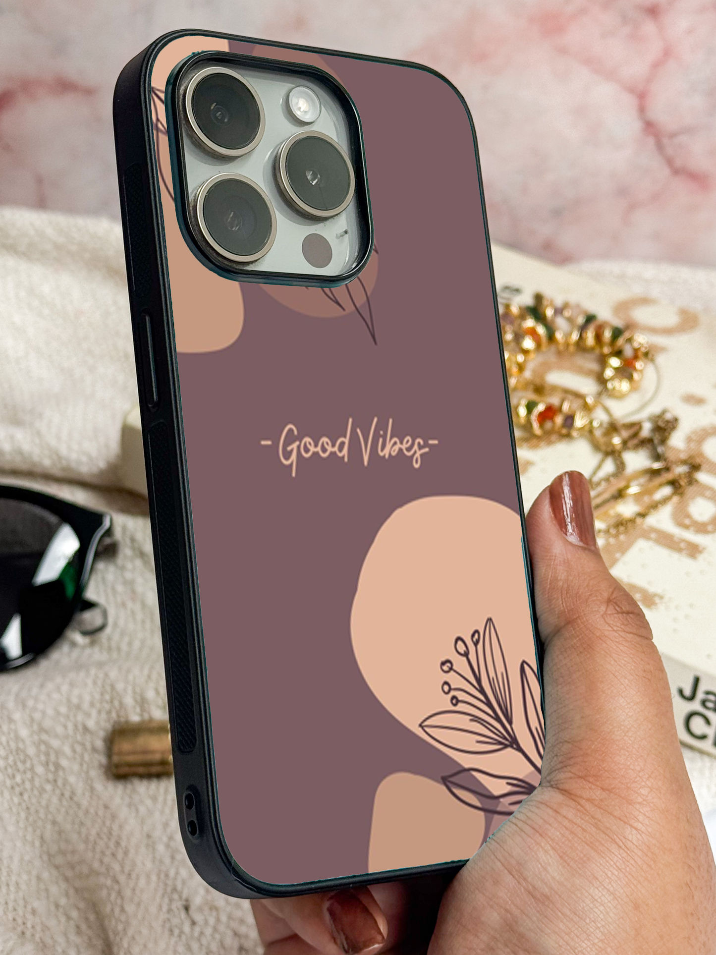 Calm Aura Premium Glass Back Cover For iPhone 11,12,13,14,15,16,17 Models The Case & Co