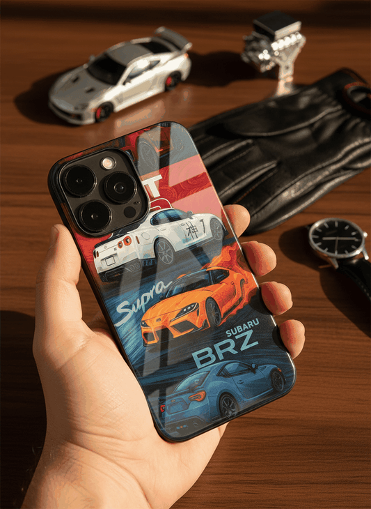Car Lover Premium Glass Back Cover For iPhone 11,12,13,14,15,16,17 Models The Case & Co