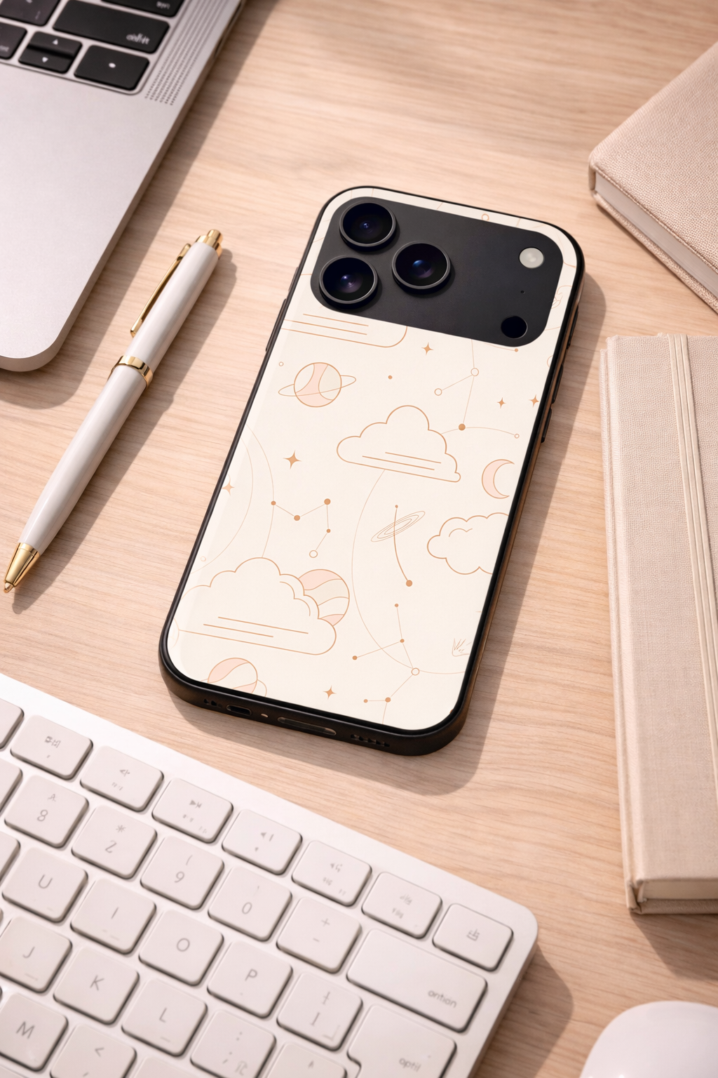 Celestial Love Premium Glass Back Cover For iPhone 11,12,13,14,15,16,17 Models The Case & Co